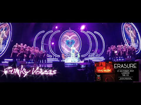 Funky Voices Choir with Erasure Andy Bell Vince Clarke, The O2, &quot;Oh L&#039;Amour&quot; &amp; &quot;A Little Respect&quot;
