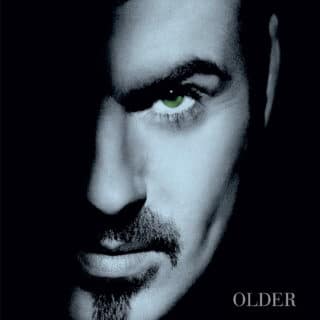 Das Bild zeigt das Albumcover von "Older", auf dem das Gesicht von George Michael abgebildet ist.