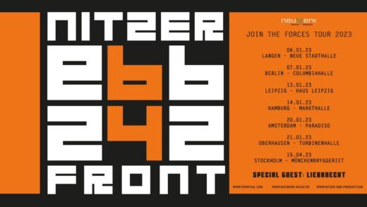 Flyer zu Front 242 + Nitzer Ebb auf "Join The Forces Tour 2023