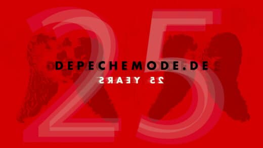 Die Collage zeigt den Schriftzug "depechemode.de" zusammen mit der Angabe "25 years"